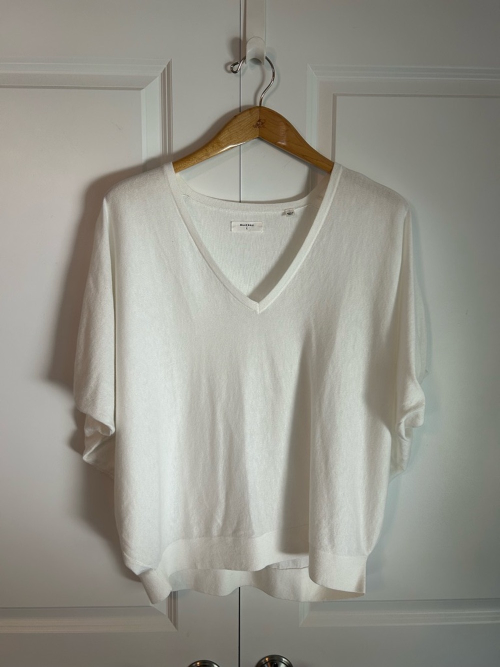 Billy Reid supima cotton v neck dolman sleeve knit top white oversized summer